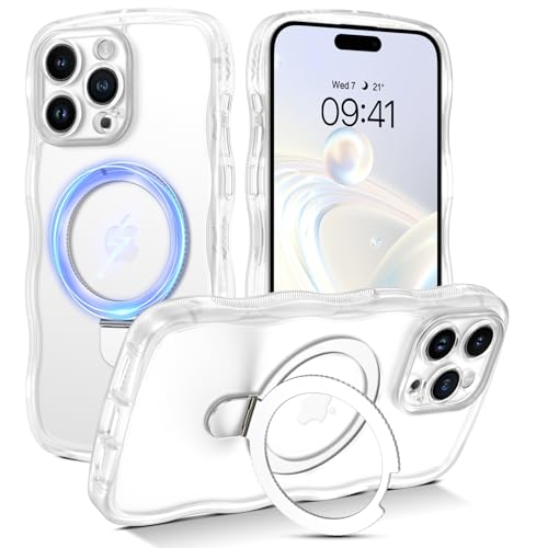 Coque iPhone 15 Pro Max MagSafe transparente mate à cadre vague en TPU