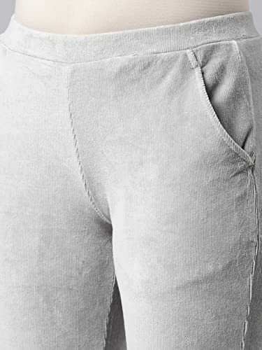 Image of GO COLORS Solid Corduroy Treggings for Women | Warmtech, Mid Rise, Side Pocket