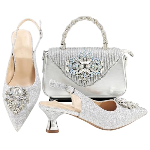 Chaussures et sac de mariage blanc à strass pour soirée de gala chic