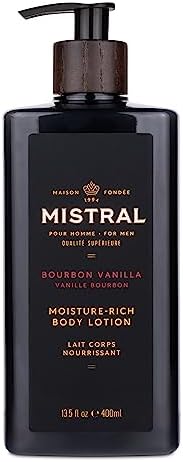 Mistral Bourbon Vanilla Body Lotion for Men, Men's Lotion, 13.5 fl oz