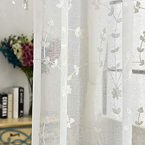 Rústico Ventana Cortinas Granja,Bordado Floral Cortinas Translucidas 