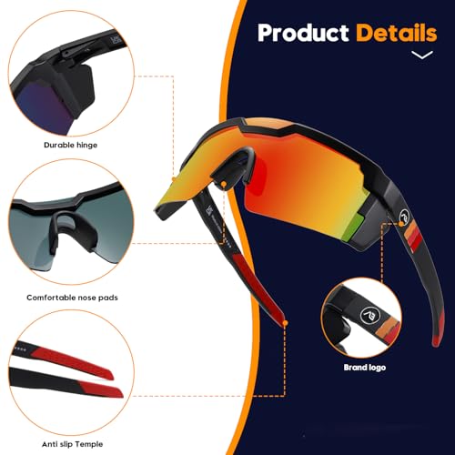 Polarized Sports Sunglasses for Men Women,Driving Fishing Cycling Mountain Bike Sunglasses4