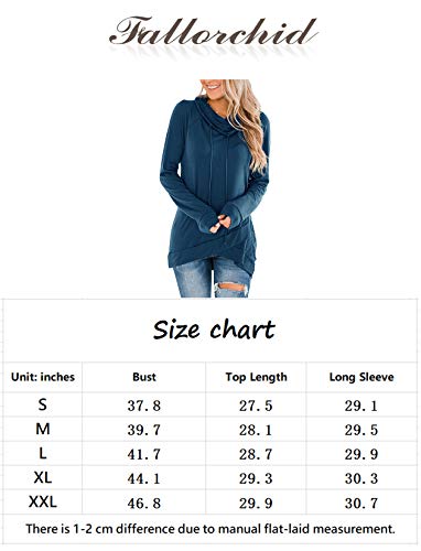 Fallorchid Womens Cowl Neck Tunic Tops Long Sleeve Pullovers Casual Drawstring Sweatshirts #TOP5