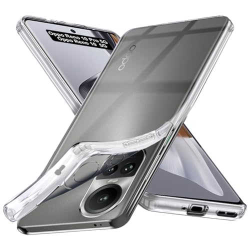 Image of Fashionury Crystal Clear Case for Oppo Reno 10 5G / Reno 10 Pro 5G | Yellowing Resistance | Transparent TPU Silicone | Raised Camera Lips | Slim Transparent Cover