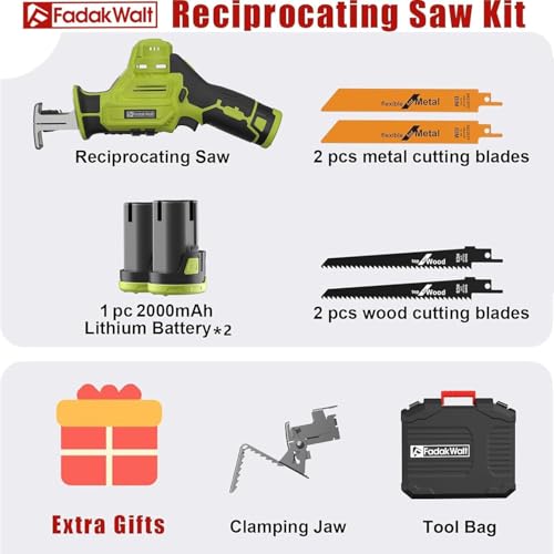 Cordless Reciprocating Saw, 2700RPM Variable Speed with Tool-Free Blade Change, 2 x 2.0Ah Batteries, 4 Blades for Wood/Metal Cutting, Compact & Lightweight with LED Light(Not Included Fast Charger 2 Cordless Reciprocating Saw, 2700RPM Variable Speed with Tool-Free Blade Change, 2 x 2.0Ah Batteries, 4 Blades for Wood/Metal Cutting, Compact & Lightweight with LED Light(Not Included Fast Charger - Image 2