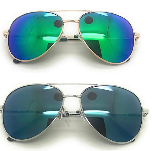 2 Pairs Bifocal Reading Sunglasses for Women or Men 100% UVA & UVB Aviator Mirrored Lens