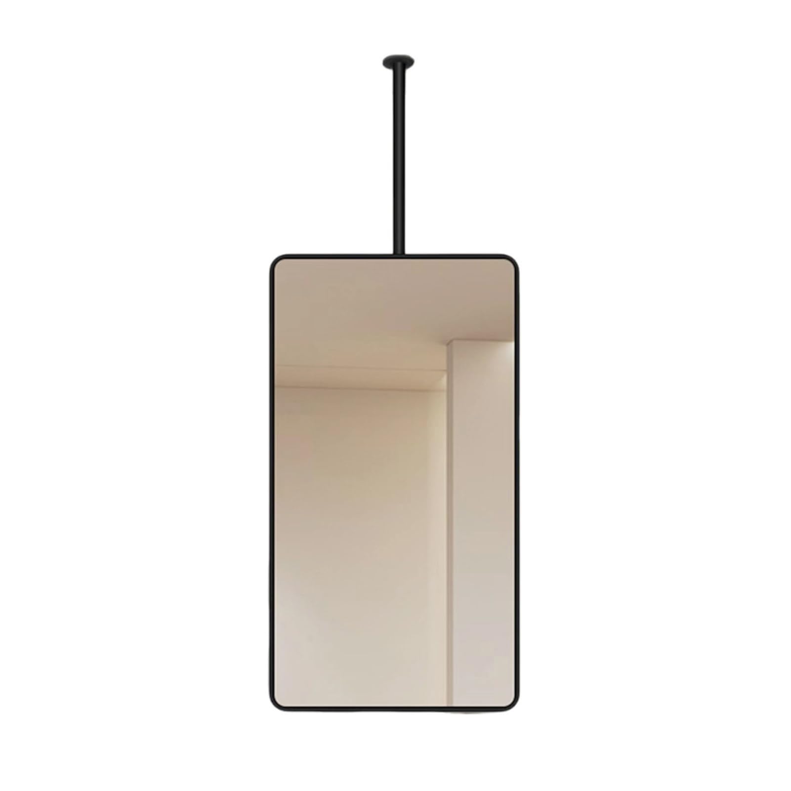 MESOVFCA Rectangular Ceiling-Mounted Mirror, Hanging Bathroom Vanity, Suitable for Home Or Hotel (Customizable Rod)(Black,60x100cm)