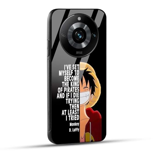 Image of NDCOM for Realme 11 Pro Back Cover | Realme Narzo 60 Pro 5G BackCover | Realme 11 ProPlus Back Cover | Anime One Piece Monkey D. Luffy Printed Glass Case