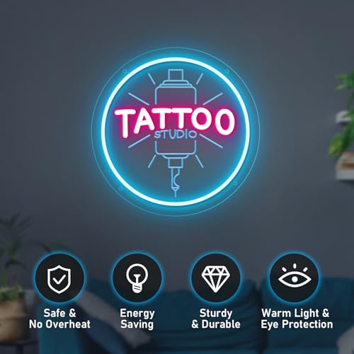 Image of TATTOO Studio Neon Sign LED Tattoo Wall Decor USB Powered Adjustable Brightness Dimmable Neon Light for Business Stores Birthday Christmas Gifts