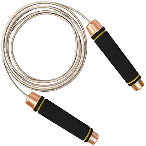 CICADAS Cuerda de Saltar  Cuerda de PVC Ajustable con rodamiento cómodo de Espuma, Entrenamiento de Fitness, Hombres y Mujeres, niños (Dorado)