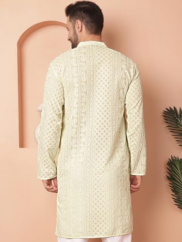 Jompers Men Chikankari Embroidered Kurtas