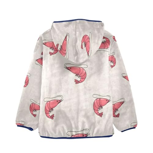 Shrimp Pattern Repeats on Fabric Toddler Fleece Jacket Girl Boys Hooded Fleece Jacket Coat Warm Outwear Zip-up 3-10T2