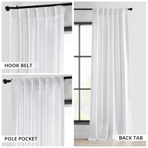 Image of HPD Half Price Drapes Heavy Faux Linen Light Filtering Curtains for Bedroom 84 Inches Long (1 Panel) - Rod Pocket Curtains for Living Room - Window Curtains Home Decor - 50 X 84, Rice White
