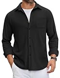 COOFANDY Mens Flannel Shirts Long Sleeve Thermal Button Down Shirts Winter Shirt Jacket Black
