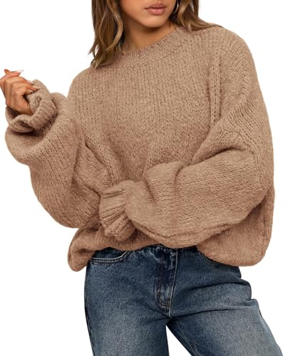 BTFBM Women's Oversized Sweater Crewneck 2025 Fall Winter Long Sleeve Fuzzy Warm Knit Pullover...