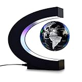 Bisofice Schwebender Globus Magnetisch 3 Zoll Magnetic Levitation Floating Globe Weltkarte Globe mit C-förmigen LED-Leuchten für den Unterricht in Home Office Schreibtischdekoration