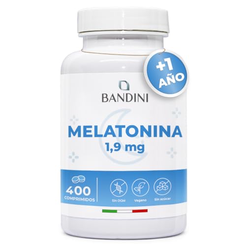 Bandini® Melatonina Pura 1,9 mg - 400 Comprimidos Veganas - Más de 1 Año