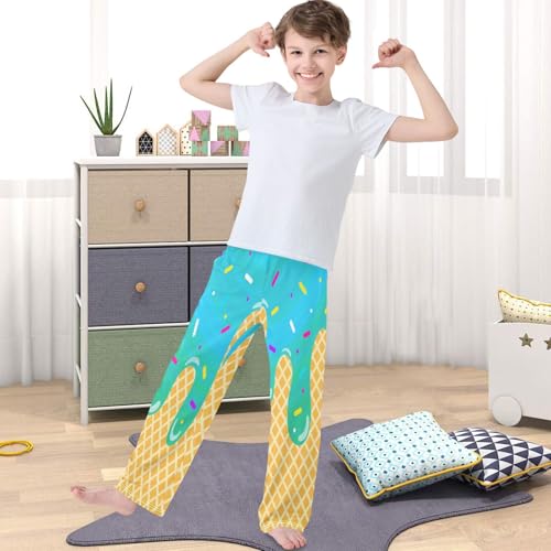 Boy's Pants Cute Ice Cream Jogger Pants Elastic Waist Long Bottoms Trousers with Pockets 6-14 Years4