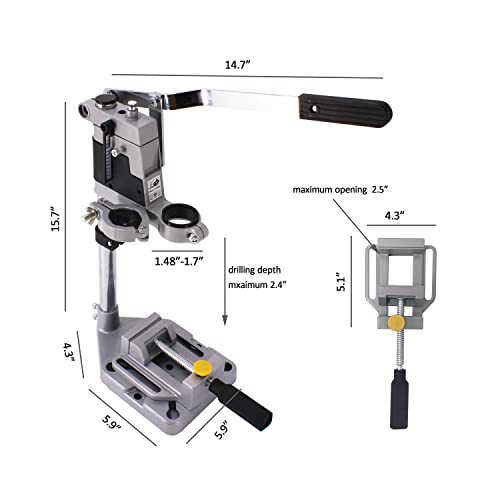 Image of HFS(R) Adjustable Drill Press Rotary Tool Workstation Stand Universal Bench Clamp Support Tool for Hand Drill Single Hole Installation (Aluminum)