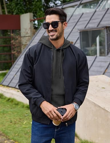 URRU Mens Hoodies Sweatshirts Texture Long Sleeve Drawstring Casual Pullover Hooded Shirt3