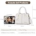 Imagen de FORRICA Bolsos de Mujer Bolso de Mano Elegante Bolso Tote con Colgante Exquisito Señora Cuero PU Bolso Bandolera para Trabajar Compras Blanco
