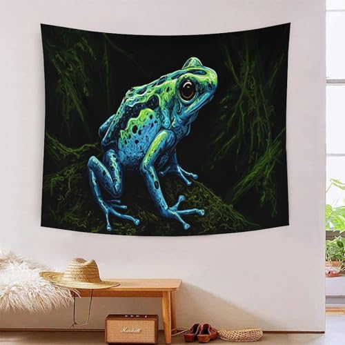 Tapisserie murale grenouille effet 3D grand tissu decoration pour chambre et dortoir etudiant