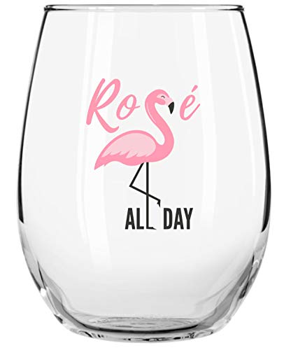 Drinking Divas 'Rosé All Day' - Stemless Wine Glass  Bachelorette Party, Birthday, Mothers Day, Christmas Gift Ideas 