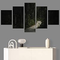 SIGNWIN 5 Panel Canvas Wall Art Green Forest for Home Decorations Ready to Hang - 60