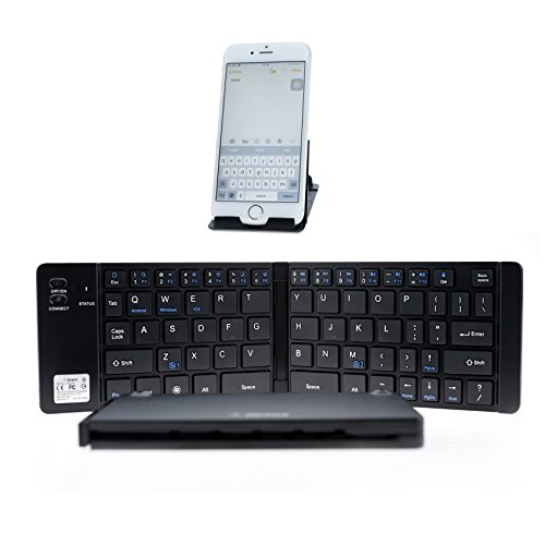 Geyes Foldable Keyboard Bluetooth, Wireless Portable Folding Keyboard With Stand Holder,Pocket Size Ultra Slim Aluminum Alloy Folding Keyboard For Ipad,Iphone, Laptops And Smartphones (Black) #TOP5
