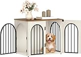 Hzuaneri 68 cm Gabbia per Cani, Tavolo Supplemento, Cuccia Moderna per Cani Interno, Gabbia per Cuccioli, Casetta per Animali, 3 porte, Porta ad arco, 49 x 68 x 56 cm, Bianco e Marrone
