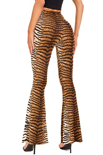 Womens Leopard & Snake Flare Animal Print Flared Bell Bottom Pants Wide Leg Pants4