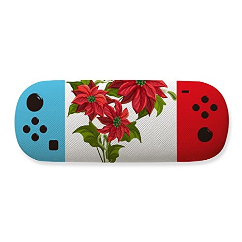 Étui de rangement pour lunettes de vue et soleil boîte rigide rouge à motif fleurs de Noël
