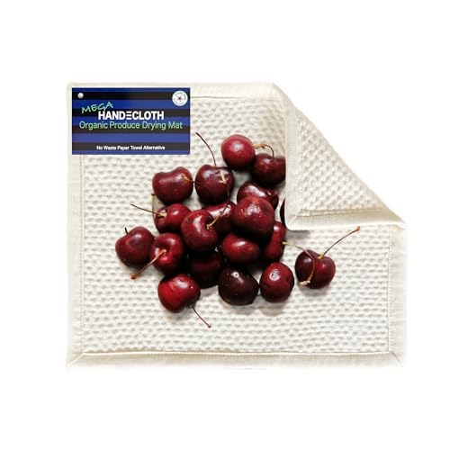 TUTENAGO Organic Cotton Produce Drying Mat - Made in USA - Ultra Absorbent Reversible Pad Perfect for Drying Fruits & Vegetables - Zero Waste Microfiber Alternative