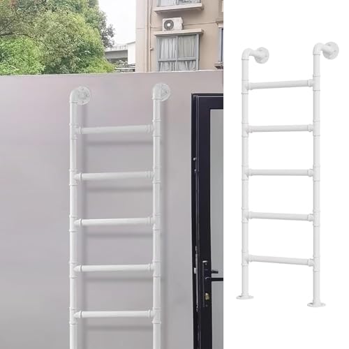 Échelle murale multifonction en métal blanc de 130 cm en fer forgé pour lits superposés, escalier d'extérieur pour sous-sol et murs d'entrepôt, design gain de place
