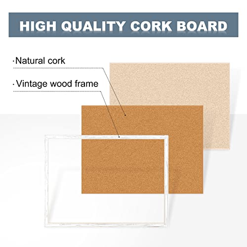 Dollar Boss Cork Board For Walls, 36'' X 24'' Cork Boards Bulletin Board Decorative Hanging Pin Board Vintage White Wooden Frame, Vision Board Notice Corkboard For Office, Home Decor #TOP3
