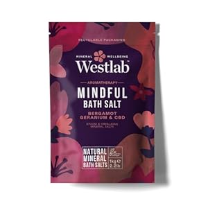 Westlab Mindful CBD Bath Salts 1kg – Epsom & Himalayan Salts Infused with Bergamot, Geranium for Calming and Soothing, Guaranteed Purity.