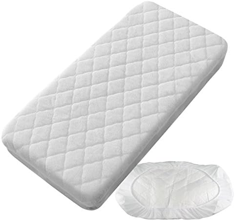 PEKITAS Mini-Crib Quilted Mattress Protector Cotton Waterproof Pad Cover Fitted Sheet with Large 5.9" Skirt Washer/Dryer Friendly with Stain Protection for Baby Bed 19"x 31"