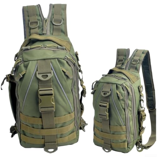 Mochila de señuelo de pesca para rutas y jornadas de pesca de camuflaje verde