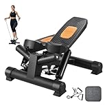 Mini Stepper for Exercise, Stair Stepper with Resistance Bands, Home Gym Cardio Equipment, Compact Fitness Stepper with LCD Monitor