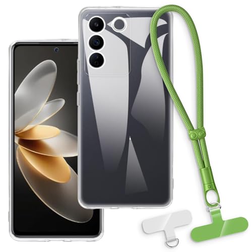 OAGELIM 2-in-1�ی�P�[�X�ƃ��X�g�X�g���b�v Vivo V25e in LATAM �Ƃ̌݊������� ���O���\�ȃ��j���[�h�t���d�b�J�o�[�A����~�ߕ����h�~�O���b�v�n���h�� (�N���A + �O���[��)