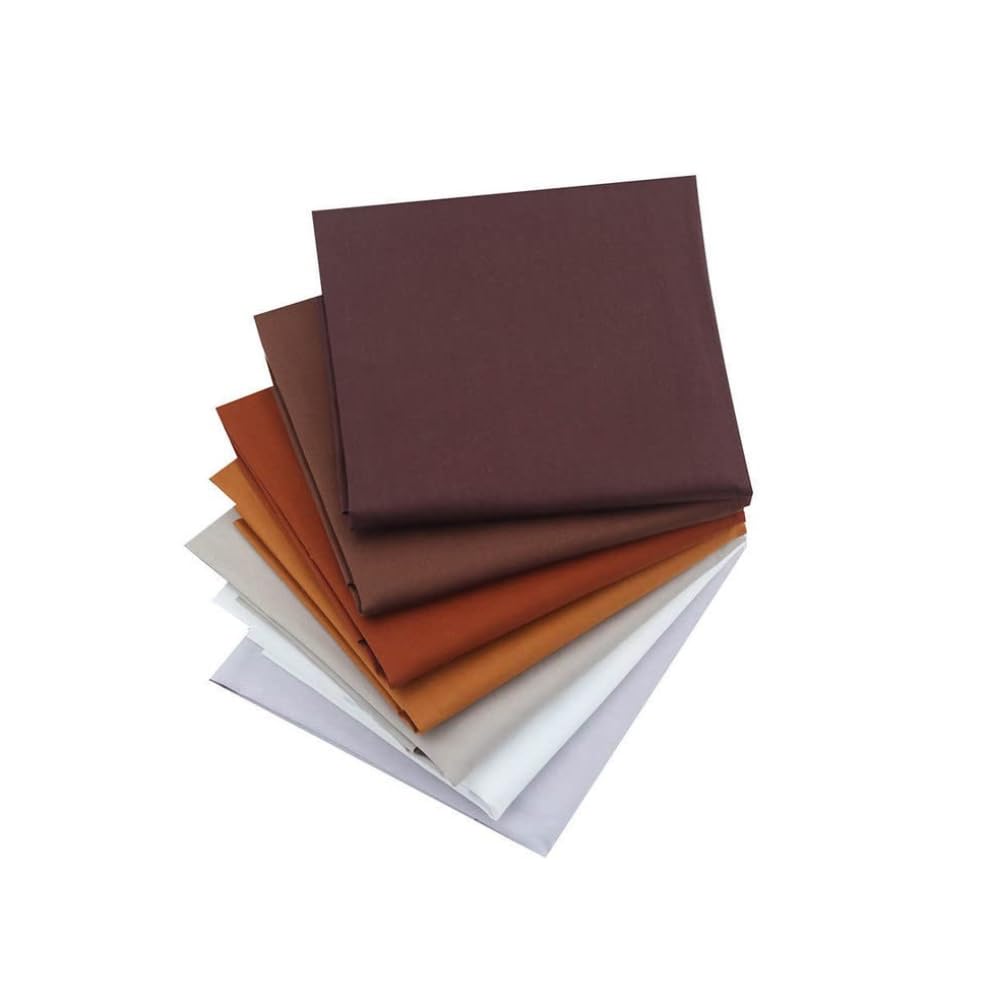 CraftsFabrics 7pcs/ Lot (16'' x 20'') Brown Pastel Solid Colour Twill Cotton Fat Quarters Bundle 100% Cotton Precut Fabric Squares for DIY Sewing, Quilting, Scrapbooking, Patchwork, Clothing