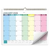 PIWOSGOL Calendrier Mural 2026 A4, Janvier 2026-juin 2027 (18 Mois), Calendrier Familial 2026, Calendrier Mensuel à Suspendre avec Vacances, Calendrier Muraux avec Fixation, Pour Maison Bureau École