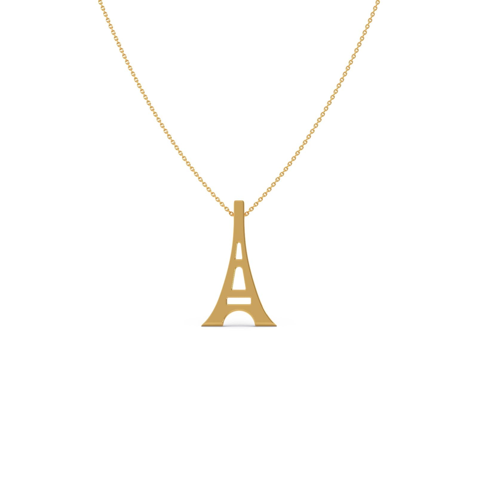 14K Yellow Gold Eiffel Tower Pendant without Chain | BIS Hallmarked | Light-weight Gold Jewellery for Women | Symbol of Love | Valentines-image-32
