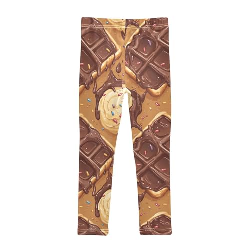 Chocolate Waffle Sprkle Colorful Ice Cream Girls Leggings Kids Yoga Pants Dance Active Tights 4T2