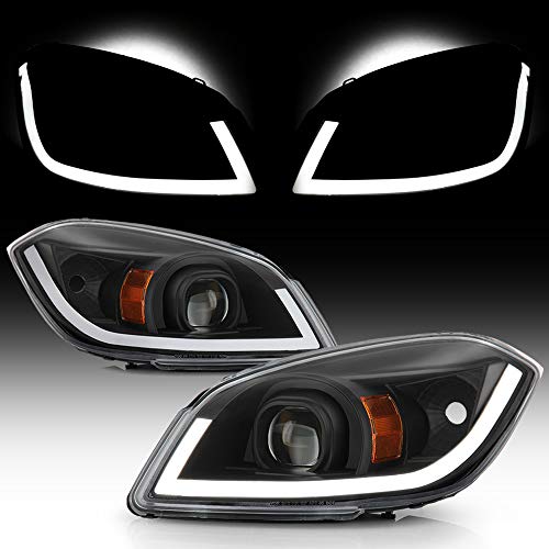 ACANII - For 2005-2010 Chevy Cobalt 07-10 Pontiac G5 Black [LED Tube Style] Projector Headlights Headlamps Left+Right