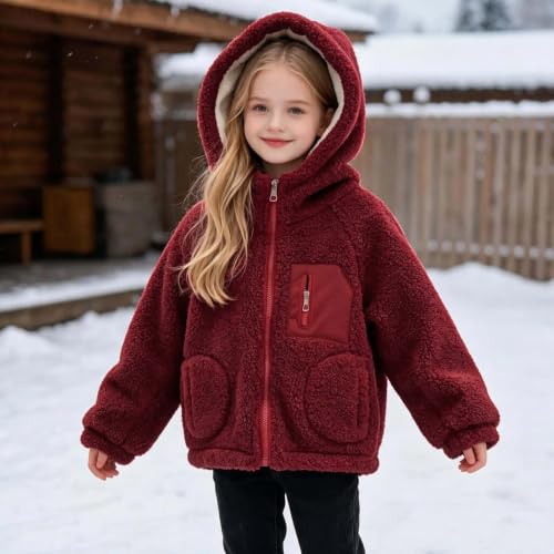 Girls Fleece Jacket Zip Up Hoodie Winter Coat with Pockets Warm Outerwear | Girls winter jacket, fleece hoodie with cozy hood and pockets, ideal for school, outdoor play, travel and cold-weather days - image 6