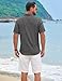 COOFANDY Men Button Up Shirt Summer Short Sleeve Shirts Casual Shirts Beach Vacation Shirts A-Dark Grey