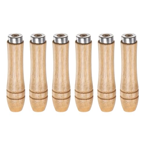 QUARKZMAN Manico per Lime Legno da 6pz, Manici Ergonomici Foro Rotondo da 3,66 e 4 Mm, Collare Metallo per Lime Metallo da 6