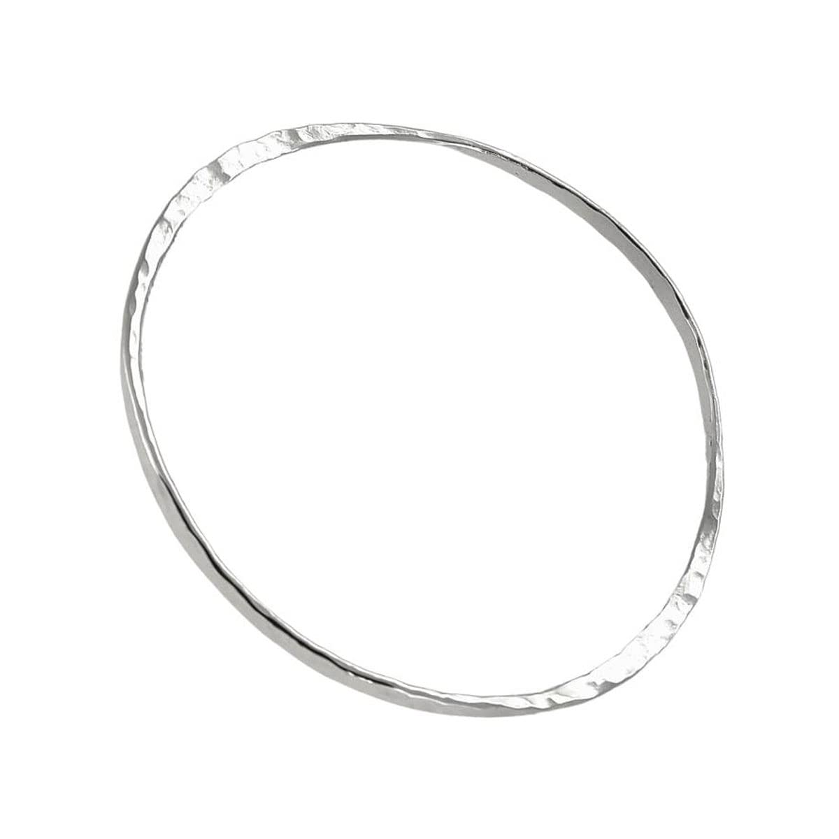 Treasure Bay3mm Womens 925 Sterling Silver Hammered Bangle Bracelet Inner Size 6.5cm
