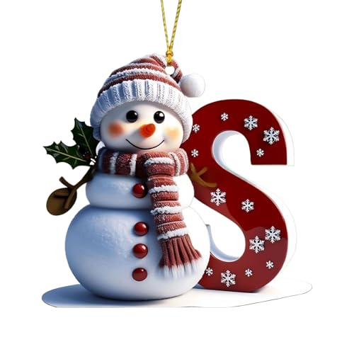 Personalized Acrylic Letter Snowman Christmas Ornaments - 26 Alphabet Tree Decorations, Prepare for Family Friends Teacher (1, S)